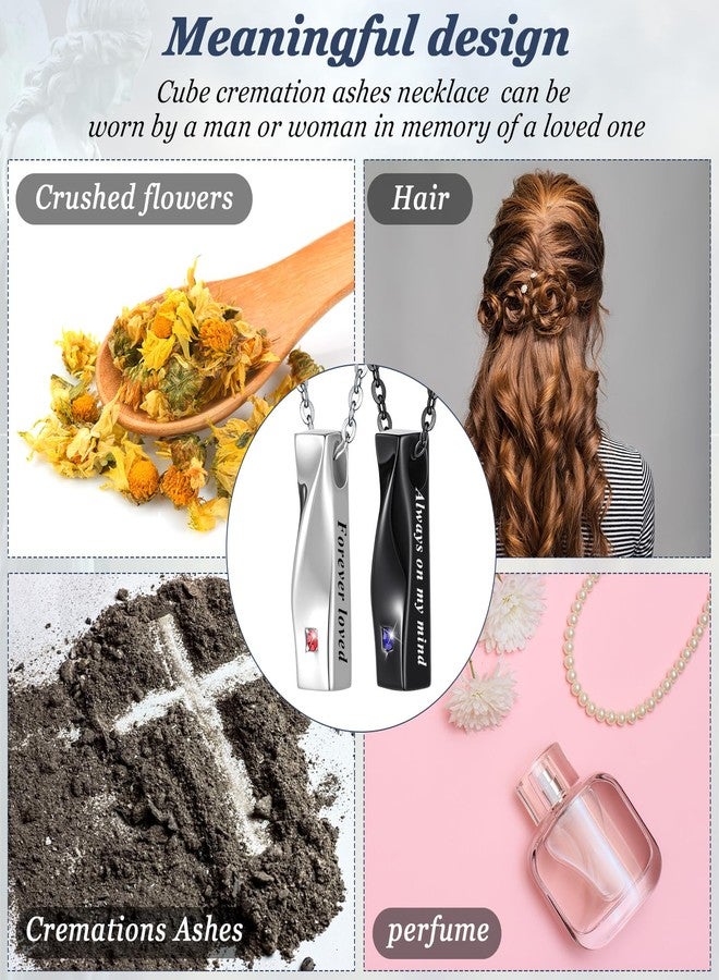 Highergo 12 Pcs Urn Necklaces for Ashes Cremation Jewelry Urn Necklace Silver Black Stainless Steel Memorial Pendant Locket Vertical Bar Keepsake Pendant for Women Men Loved Ones Human Ashes (Twist) - Image 3